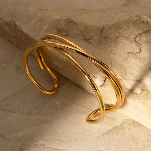 Gold Plated Statement Bangle Bracelets for Women Multiple Options Open Cuff Bracelet Trendy Jewelry in Kuwait