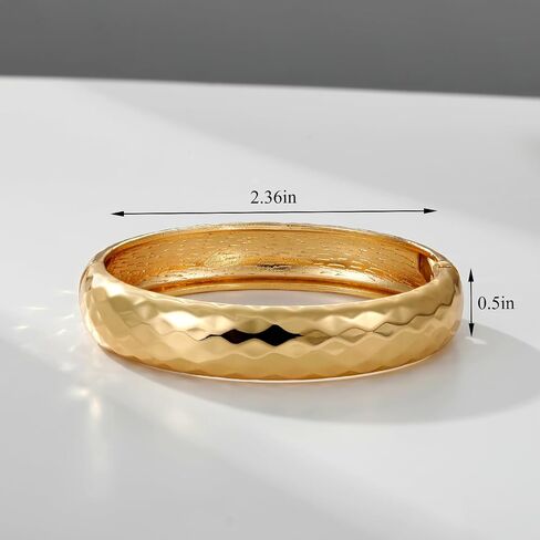 Gold Bangle Bracelets for Women, 18K Gold Plated Bangles for Women Chunky Bracelets for Women Cuff Bracelet Tarnish Free Jewelry for Women Accessories for Her Gifts in Saudi Arabia