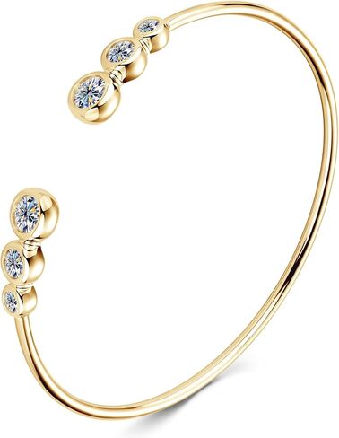 Moissanite Cuff Bangle, 1.8cttw D Color VVS1 Clarity Bracelet fit 7" Below Wrist, 925 Sterling Silver Bangle for Women Wife or Girlfriend Birthday Gifts in Kuwait