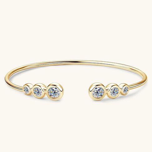 Moissanite Cuff Bangle, 1.8cttw D Color VVS1 Clarity Bracelet fit 7" Below Wrist, 925 Sterling Silver Bangle for Women Wife or Girlfriend Birthday Gifts in Kuwait