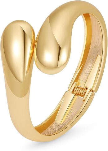 Bangle Bracelets for Women | 14K Gold Plated Trendy Wide Bracelets | Hinged Arm Cuff Bangles Chunky Bracelet for Women in Saudi Arabia