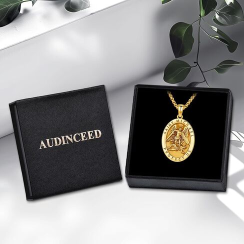 18K Gold St Michael Pendant/Saint Anthony/Archangel Raphael/St Benedict/San Judas/Jesus Cross/Santa Muerte/Virgin Mary Necklace 925 sterling Silver Amulet Jewelry for Men نساء in Kuwait