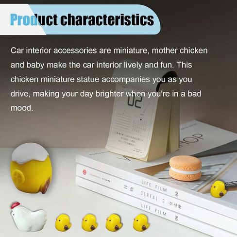 6PCS Mini Chickens Car Dashboard Decorations, Funny Car Rearview Mirror Ornaments, Cute Hen Chicks Dashboard Accessories, Automotive Interior Decoration for Home Office Garden (6PCS) in Saudi Arabia