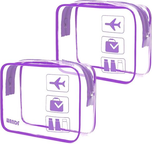 وافق TSA على حقيبة أدوات زينة الأزياء واضحة سحابات سحابات تحمل إكسسوارات السفر كوارت حجم الاستحمامات أكياس أكياس كيس مستحضرات التجميل للرجال والنساء (2 أجهزة كمبيوتر) in Kuwait