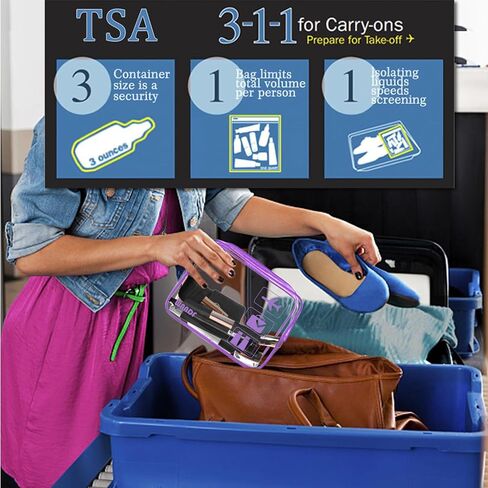 وافق TSA على حقيبة أدوات زينة الأزياء واضحة سحابات سحابات تحمل إكسسوارات السفر كوارت حجم الاستحمامات أكياس أكياس كيس مستحضرات التجميل للرجال والنساء (2 أجهزة كمبيوتر) in Kuwait