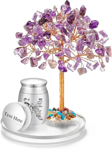 SOITIS Small Urns for Human Ashes Keepsake, Stainless Steel Mini Urn for Human Ashes with Amethyst Crystal Tree -Decoration Butterfly Cremation Keepsake in Saudi Arabia