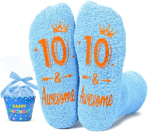 HAPPYPOP Birthday Gifts for Boys - Fuzzy Birthday Socks for Tween Boys Girls, Presents for 5-12 Year Old in Kuwait