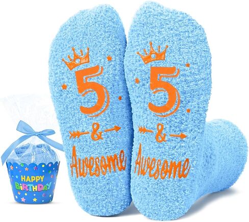 HAPPYPOP Birthday Gifts for Boys - Fuzzy Birthday Socks for Tween Boys Girls, Presents for 5-12 Year Old in Kuwait