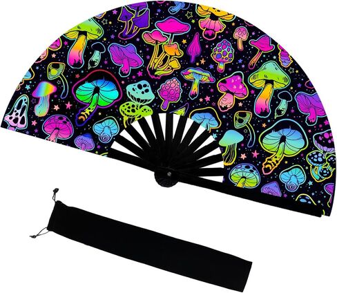 Folding Hand Fan Line Dance Popping Fan with Fan Bag，Folding Hand Fan Bamboo Ribs Hand Held Chinese for Music Festival,Club, Party, Dance，Disco, Neon, Glow Party Decorations (Multicolour, Butterfly) in Saudi Arabia