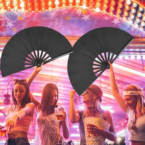 Rave Fan Large Folding Fan-Hand Fan Clacking Fans for Line Dancing, Popping Fans foldable for Boots On The Ground Dance,Party,Outdoor,Decoration (black) in Saudi Arabia