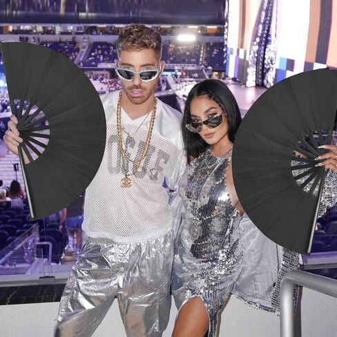 Rave Fan Large Folding Fan-Hand Fan Clacking Fans for Line Dancing, Popping Fans foldable for Boots On The Ground Dance,Party,Outdoor,Decoration (black) in Saudi Arabia