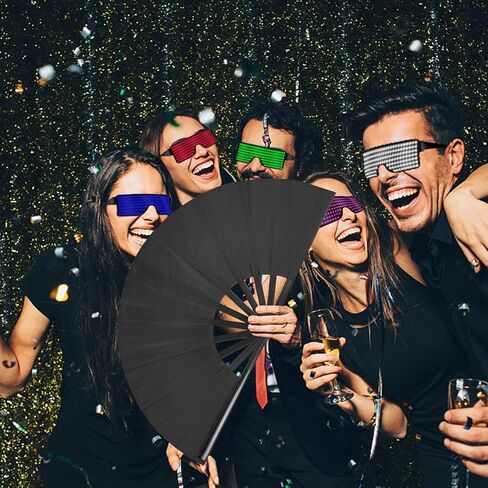 Rave Fan Large Folding Fan-Hand Fan Clacking Fans for Line Dancing, Popping Fans foldable for Boots On The Ground Dance,Party,Outdoor,Decoration (black) in Saudi Arabia