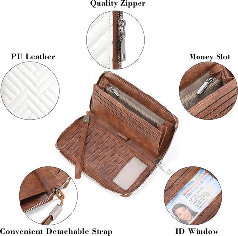 Goiacii Womens Wallet RFID حظر الجلود السعة الكبيرة سعة طويلة المحفظة معصم معصم in Kuwait