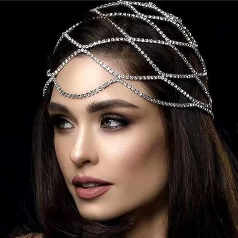 NAISKA Rhinestone Head Chain Wedding Bride Crystal Headpieces Caps Vintage 1920S Party Flapper Hair Headband Jewelry Gatsby Hair Accessories for Women and Girls in Kuwait