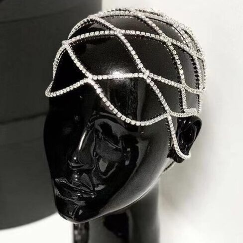 NAISKA Rhinestone Head Chain Wedding Bride Crystal Headpieces Caps Vintage 1920S Party Flapper Hair Headband Jewelry Gatsby Hair Accessories for Women and Girls in Kuwait