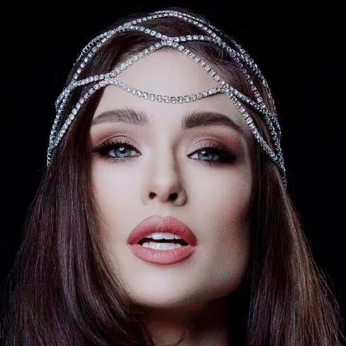 NAISKA Rhinestone Head Chain Wedding Bride Crystal Headpieces Caps Vintage 1920S Party Flapper Hair Headband Jewelry Gatsby Hair Accessories for Women and Girls in Kuwait