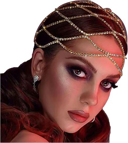 NAISKA Rhinestone Head Chain Wedding Bride Crystal Headpieces Caps Vintage 1920S Party Flapper Hair Headband Jewelry Gatsby Hair Accessories for Women and Girls in Kuwait