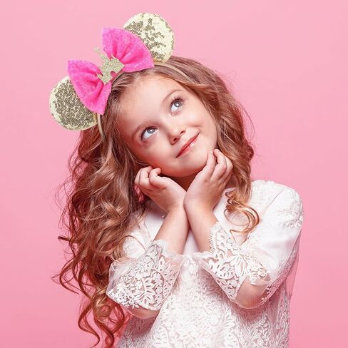 Dreshow Mouse Ears Bow Bow Headbands Minnie Ears Belder Glitter Party Decoration Cosplay Cosplay for Girls & Women in Kuwait