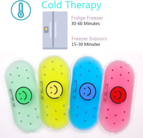 Small Ice Packs, Boo Boo Ice Pack for Injuries Hot & Cold Ice Packs Bulk Reusable Ice Pack Cold Compress for Pain Relief, Christmas Gift (4 Count (Pack of 1) Smile) in Kuwait