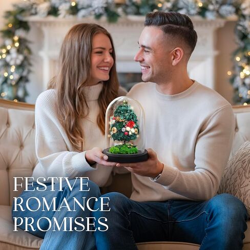 ارتفعت الزهور المحفوظة في قبة زجاجية مع الضوء - الزهور طويلة الأمد ، هدايا زهرة للنساء لأي مناسبة - ديكور المنزل ، يأتي مع صندوق هدايا سميكة - زهور زجاجية - أبيض/وردي in Kuwait