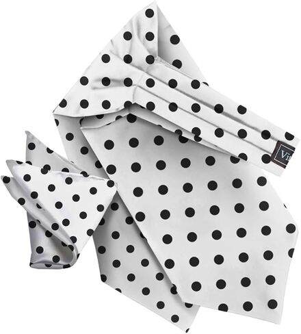 Polka Dot Ascot & Pocket Square Set for Men - Ascot Cravat & Handkerchief Set in Saudi Arabia