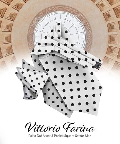 Polka Dot Ascot & Pocket Square Set for Men - Ascot Cravat & Handkerchief Set in Saudi Arabia