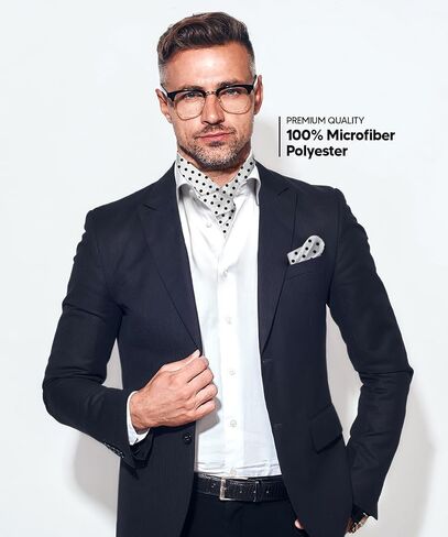 Polka Dot Ascot & Pocket Square Set for Men - Ascot Cravat & Handkerchief Set in Saudi Arabia