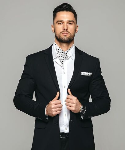 Polka Dot Ascot & Pocket Square Set for Men - Ascot Cravat & Handkerchief Set in Saudi Arabia