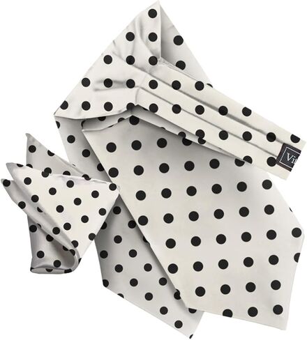 Polka Dot Ascot & Pocket Square Set for Men - Ascot Cravat & Handkerchief Set in Kuwait