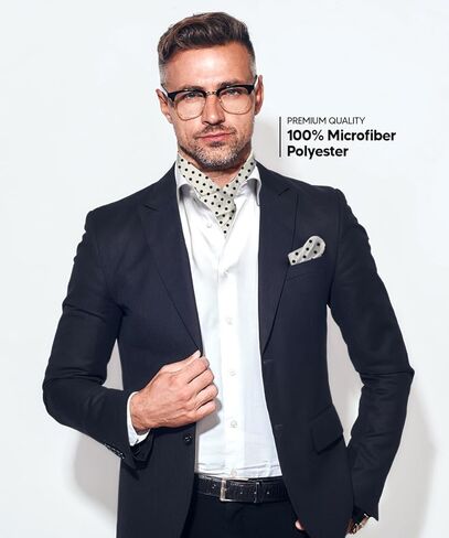 Polka Dot Ascot & Pocket Square Set for Men - Ascot Cravat & Handkerchief Set in Kuwait