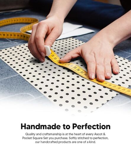 Polka Dot Ascot & Pocket Square Set for Men - Ascot Cravat & Handkerchief Set in Kuwait