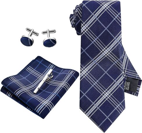 Coume 5 Pcs Gifts for Men Him Father's Day Gift Tie Set Necktie Pocket Square Tie Clip Cufflinks for Birthday in Kuwait