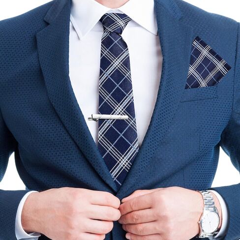 Coume 5 Pcs Gifts for Men Him Father's Day Gift Tie Set Necktie Pocket Square Tie Clip Cufflinks for Birthday in Kuwait