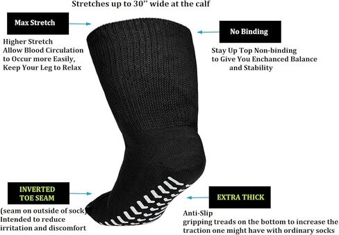 م. ورقة جوارب عريضة إضافية للأقدام المتورمة ، الجوارب لعلاج البدانة ، مستشفى الوذمة غير المصبوب من السكري. in Kuwait