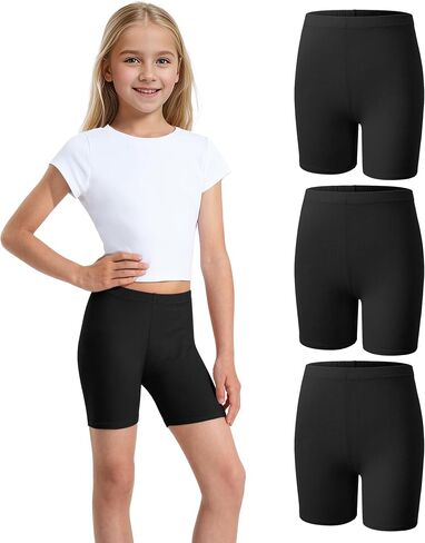 3 Pack Girls Bike Shorts Kids Cotton Cartwheel Biker Shorts Athletic Wear for Dance Running Gym in Saudi Arabia