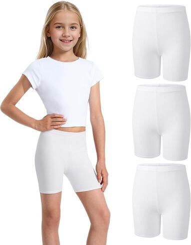 3 Pack Girls Bike Shorts Kids Cotton Cartwheel Biker Shorts Athletic Wear for Dance Running Gym in Saudi Arabia