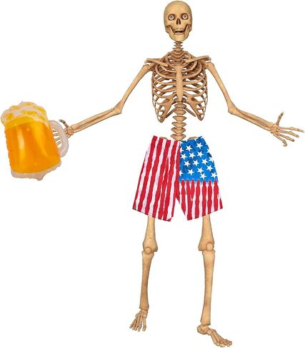 4th of July Skeleton Hat, 2 PCS 12 ft Skeleton Costume Independence Day Red Blue White Shirt Giant Skelly Accessories for Memorial Day Activity in Saudi Arabia