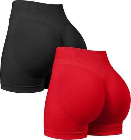 OQQ Women 2 Piece Workout Shorts Butt Lifting High Waist Yoga Athletic Gym Seamless Shorts in Saudi Arabia