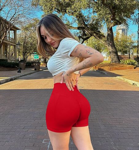 OQQ Women 2 Piece Workout Shorts Butt Lifting High Waist Yoga Athletic Gym Seamless Shorts in Saudi Arabia