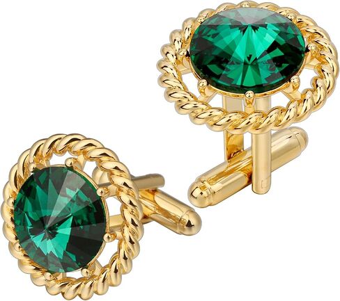 Gold Cuff Links Mens, TAIGRAMA Black Purple Green Red Crystal Cufflinks for Men as Business Wedding Birthday Gift for Groom Father Husband Boyfriend in Saudi Arabia