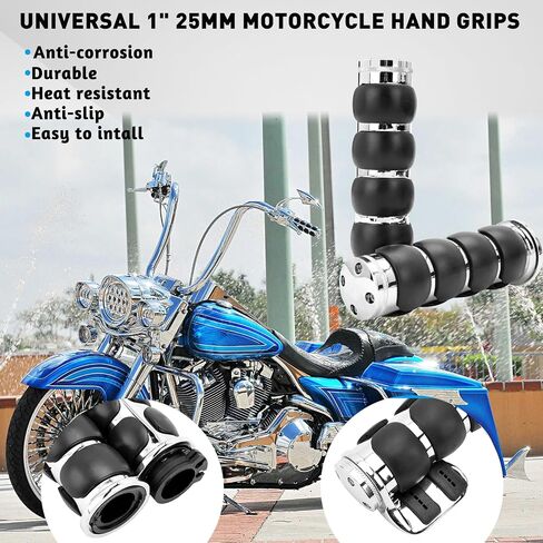 DREAMIZER 25.4MM Motorcycle Handlebar Grips 1 inch Compatible with Honda Shadow Spirit 750 Valkyrie Fury VTX1300 VTX1800 VT400 VT750 VT1100 - Smooth in Saudi Arabia