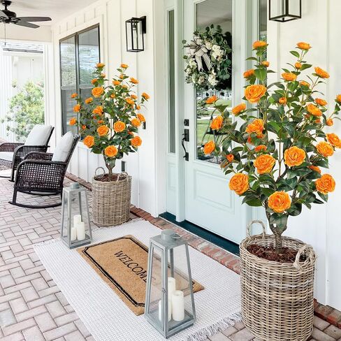 3.6FT Fake Topiary Trees Artificial Outdoor 2 Pcs Faux Cedar Tree UV Resistant Shrubs for Outdoor Patio, Porch, Garden Indoor Planters Home Decoration in Kuwait