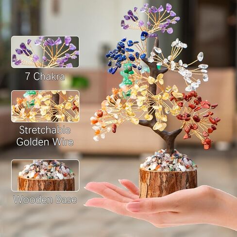 7 Chakra Crystal Tree of Life,Birthday Gifts for Women, Healing Crystal and Stones for Positive Energy,Gifts for Sister and Mom,House Warming Gift,Money Feng Shui Tree Decoration in Kuwait