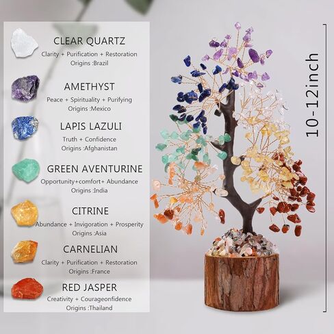 7 Chakra Crystal Tree of Life,Birthday Gifts for Women, Healing Crystal and Stones for Positive Energy,Gifts for Sister and Mom,House Warming Gift,Money Feng Shui Tree Decoration in Kuwait