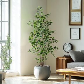 4ft Artificial Ficus Tree-Artificial Plants Indoor,Faux Tree,Tall Fake Plants Indoor Fake Tree Artificial Trees for Home Decor Indoor,Living Room Corner Decor
