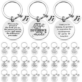 Roowest 30 Pieces Employee Appreciation Gifts Bulk Thank You Keychains with Inspirational Quote for Teacher Nurse Employees Coworkers Social Worker