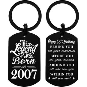Yobent Happy 18th Birthday Gifts for Boys Girls Him Her, 18 Years Old Bday Keychain, 18th Birthday Decorations for Men Women, Born In 2007 Bday Present, 18 Decor