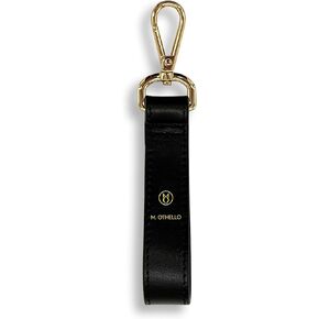 M.Othello Handmade Italian Leather Keychain – 100% Authentic Calf Skin, Gold Hardware, Unisex, Elegant & Timeless Design for Effortless Style in