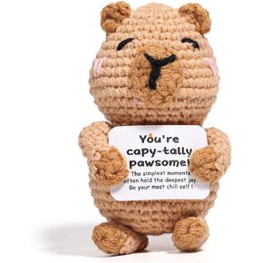 AICase Capybara Gifts,Positive Crochet Animals Capybara,Easter Basket Essentials Stuffers Knitted Wool Capybara Stuff Emotional Support Nuggets Cheer Handmade Birthday Gifts for Women Men_01