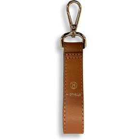 M.Othello Handmade Italian Leather Keychain – 100% Authentic Calf Skin, Gold Hardware, Unisex, Elegant & Timeless Design for Effortless Style in Brown